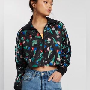 ADIDAS Women’s Bellista Allover Print Track Top Crop Full Zip Jacket Floral SZ M